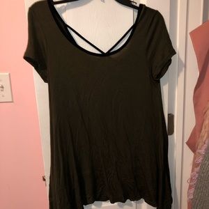 Dark green Shirt Dress Black Criss Cross on back